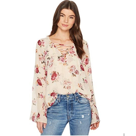 Show Me Your MuMu Tops - Show Me Your Mumu The Zuko Floral Top Gold Threads